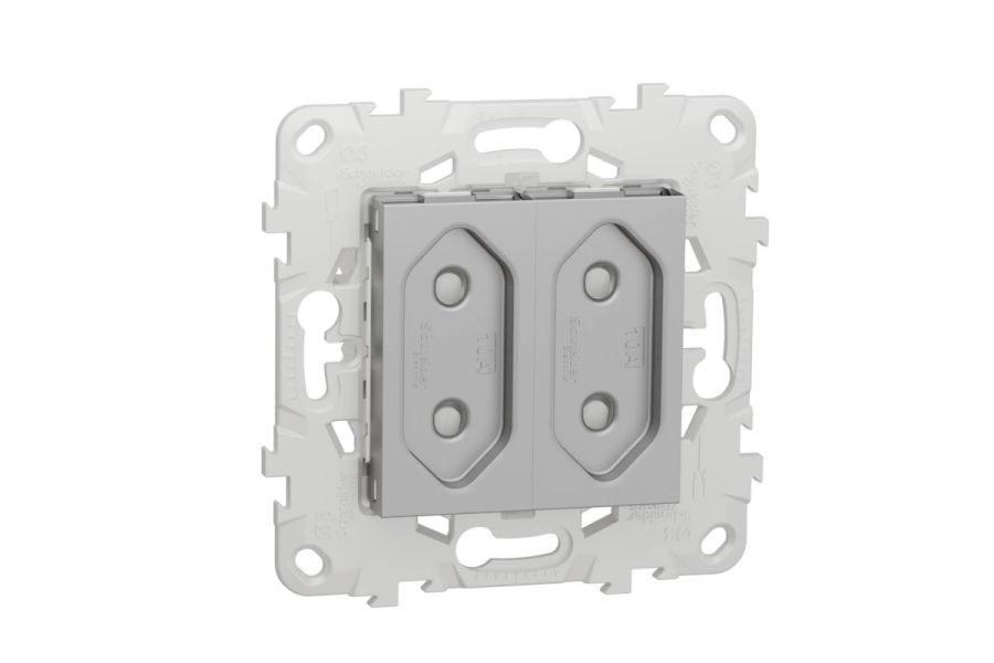 Розетка двойная Schneider Electric Unica New б/з со шторками NU503130