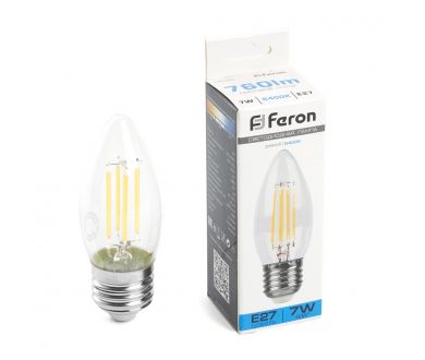 Лампа светодиодная Feron LB-66 Свеча E27 7W 6400K 38272