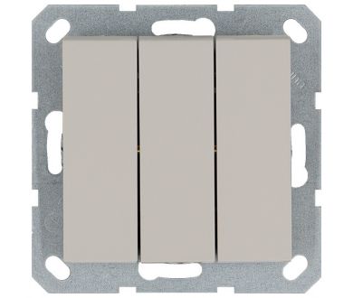 Выключатель трехклавишный 10A 250V с накладкой, цвет Тауп Jasmart G3031T