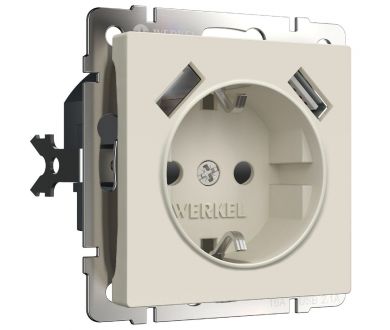 Розетка с заземлением, шторками и USBх2 Werkel 4690389192005 W1171562 a062426