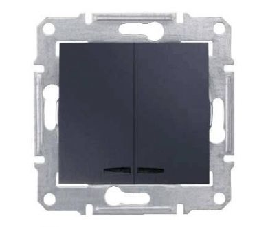 Выключатель двухклавишный с синей подсветкой Schneider Electric Sedna 10A 250V SDN0300370
