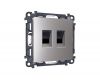 Комплект механизма компьютерной двойной розетки RJ-45 Ambrella Volt MA512110 (8P8C) CAT6 с автоматической защитной шторкой Alfa Сталь матовый Quant