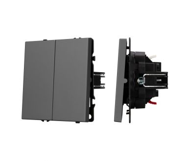 Выключатель звонковый 2 кл софт-тач серый базальт Arlight SWT-MKR2-SFPL-GR (250V, 10A) 061740(1)