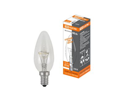 Лампа накаливания TDM Electric Е14 40W прозрачная SQ0332-0009