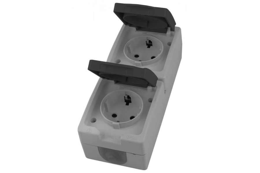 Розетка двухместная с крышкой с/з Stekker Велена PST16-12-54V 49724