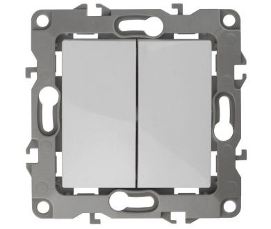 Выключатель двухклавишный ЭРА 12 10AX 250V 12-1104-01 Б0014645