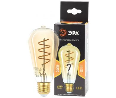Лампа светодиодная Эра E27 7W 2400K F-LED ST64-7W-824-E27 spiral gold Б0047665