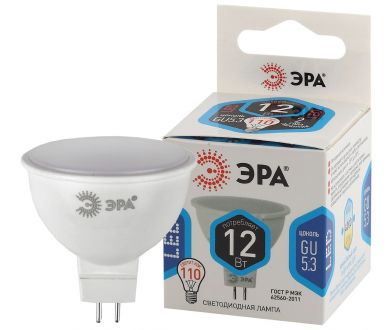 Лампа светодиодная Эра GU5.3 12W 4000K LED MR16-12W-840-GU5.3 Б0040888