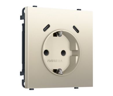 Комплект механизма электрической розетки SIGMA Шёлк 2USB С+C 20W Ambrella Volt MS550510 (SP5505, PR165)
