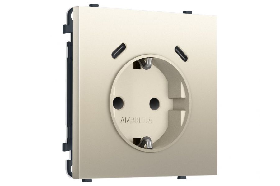 Комплект механизма электрической розетки SIGMA Шёлк 2USB С+C 20W Ambrella Volt MS550510 (SP5505, PR165)