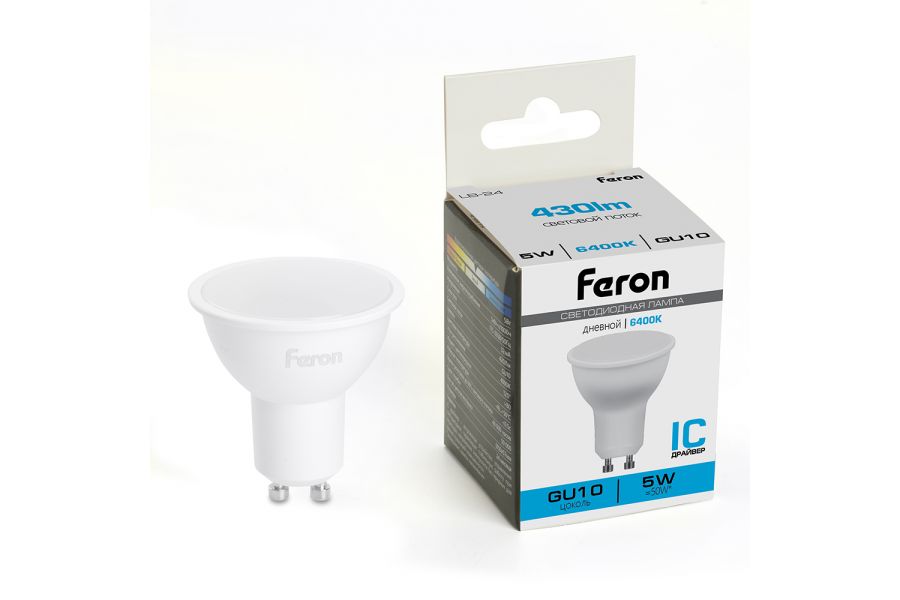 Лампа светодиодная Feron LB-24 GU10 5W 6400K 51217