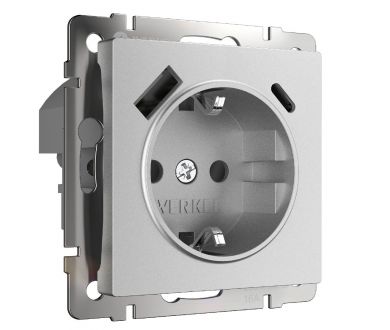 Розетка с заземлением, шторками и USB тип A+C Werkel W1171765 4690389195600 a063618