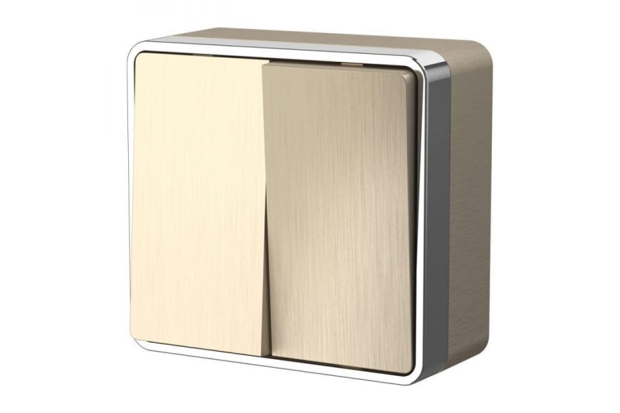 Выключатель двухклавишный Werkel Gallant шампань рифленый W5020010 4690389164149