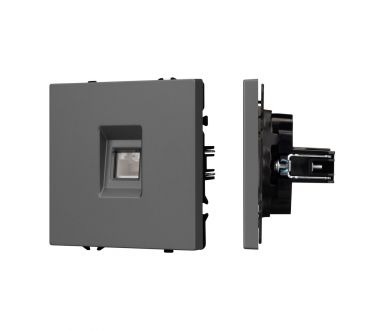 Механизм телефонной розетки Arlight SCT-NOBE-MTL1-SFPL-GR (RJ-11, 4C) (Серый базальт) 054303