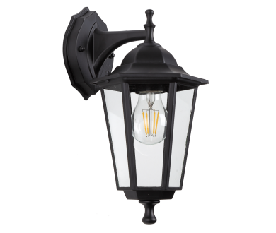 Уличный настенный светильник ЭРА Веледа GBW-104-1-BL-0360 230В Е27 IP54 чёрный вниз Б0071477