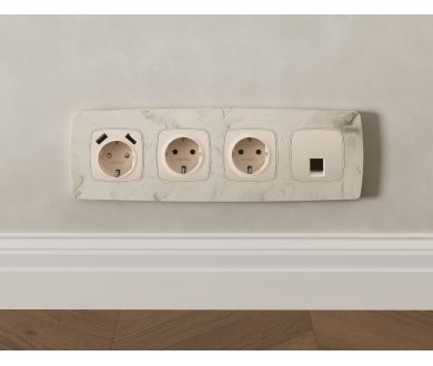 Комплект механизма компьютерной розетки Ambrella Volt RJ-45 (8P8C) CAT6A экранированной с автоматической защитной шторкой OMEGA MO332005 Бежевый матовый QUANT (OP3320, VM185)