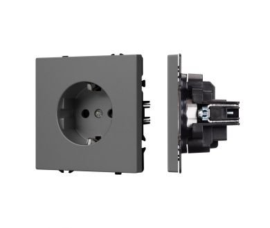 Розетка зк со шторками софт-тач серый базальт Arlight SCT-MEU-SFPL-GR (250V, 16A) 054279(1)