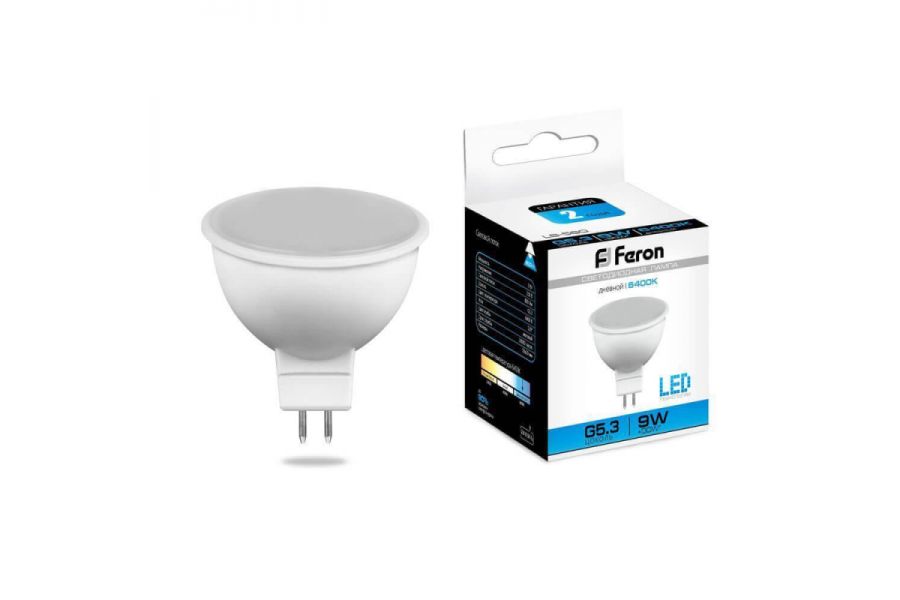 Лампа светодиодная Feron MR16 G5.3 9W 6400K Грибок матовая LB-560 25841