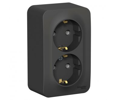 Розетка 2-ая с/з без шторок 16А, 250В, изолир. Пластина Systeme Electric Blanca наруж Антрацит BLNRA010216