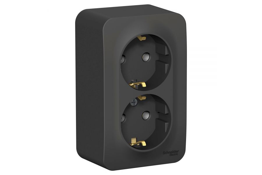 Розетка 2-ая с/з без шторок 16А, 250В, изолир. Пластина Systeme Electric Blanca наруж Антрацит BLNRA010216