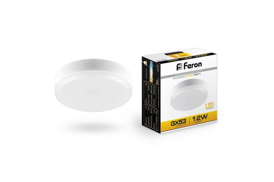 Лампа светодиодная Feron GX53 12W 2700K Таблетка Матовая LB-453 25833