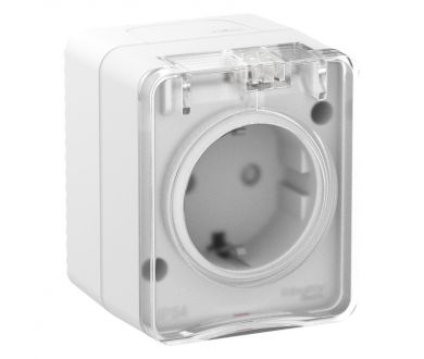 Наруж Белый Розетка с/з со шт., 16А 250B IP54 Systeme Electric AtlasDesign Profi54 ATN540145