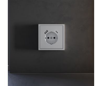 Купить Накладка для розетки с заземлением и защитными шторками, с USB A+C Voltum S70 (серый) VLS001016 Накладка для розетки с заземлением и защитными шторками, с USB A+C Voltum S70 (серый) VLS001016