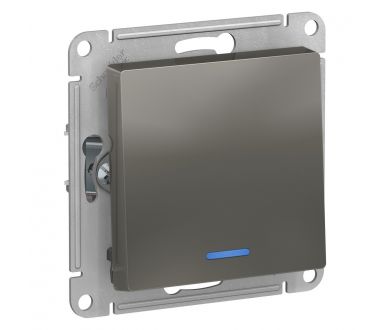 Выключатель 1-клавишный с подсветкой, сх.1а, 10АХ, Systeme Electric AtlasDesign Сталь ATN000913