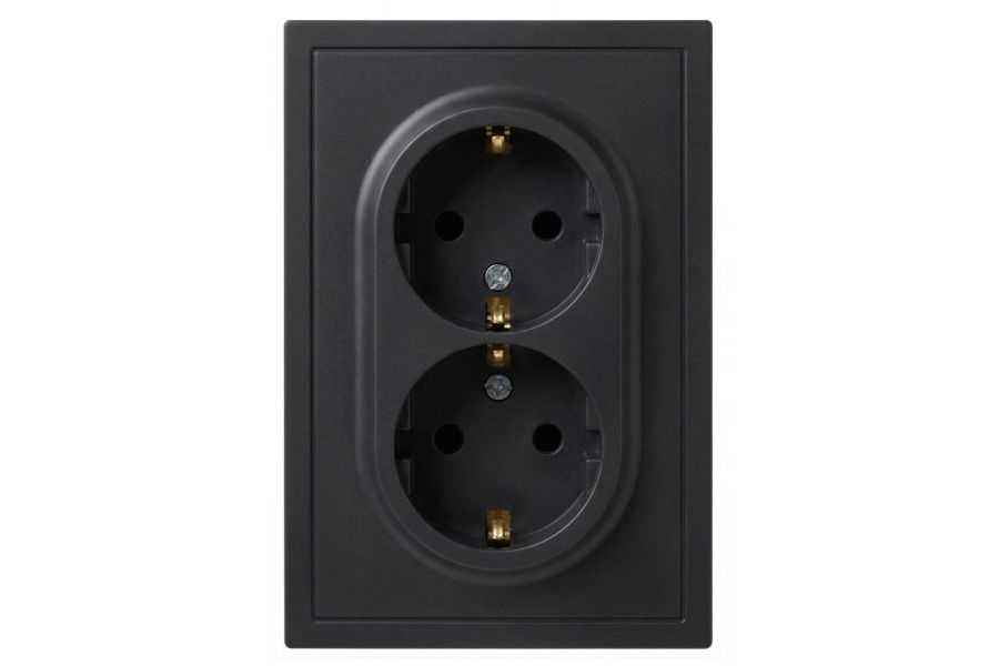 Розетка Эра Galaxy 15-2104-05 с заземлением двойная 2X2P+E Schuko 16А-250В IP20 антрацит Б0070685