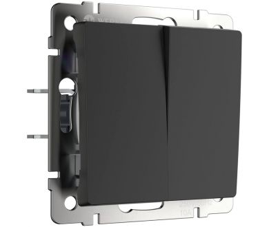 Выключатель Werkel двухклавишный проходной черный матовый W1122008 4690389156724
