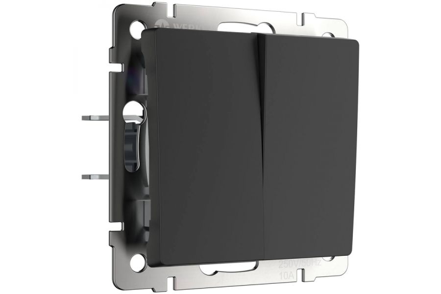 Выключатель Werkel двухклавишный проходной черный матовый W1122008 4690389156724