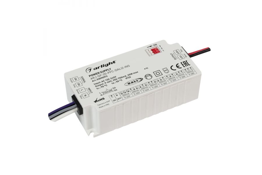 Блок питания Arlight ARJ-SP-20-PFC-DALI2-INS (20W, 9-45V, 0.35-0.7A) 030909(1)