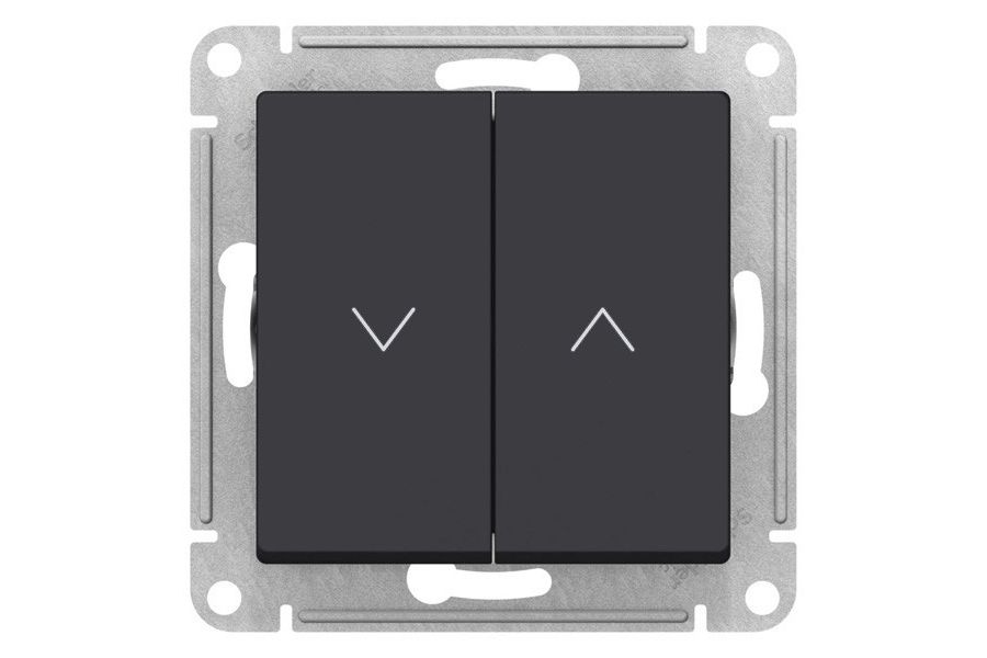 Выключатель 2-клавишный для жалюзи, 2х сх.4, 10А, Карбон Systeme Electric AtlasDesign ATN001019