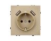 Розетка зк со шторками с USB тип А+А софт-тач золотой песок Arlight SCT-MUAA-SFPL-GD (250V, 16A) 054290(1)