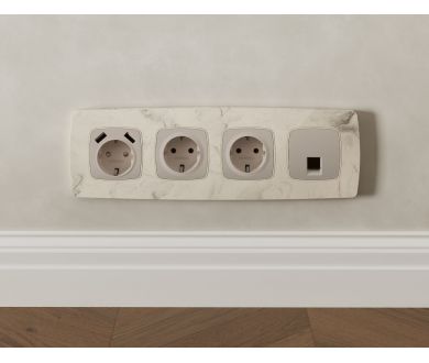 Комплект механизма компьютерной розетки Ambrella Volt RJ-45 (8P8C) CAT6A экранированной с автоматической защитной шторкой OMEGA MO372005 Серо-бежевый матовый QUANT (OP3720, VM185)