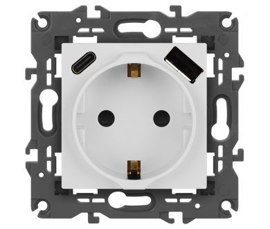 Розетка со шторками с USB type-A+C Эра Elegance 14-4108-01 Б0067736