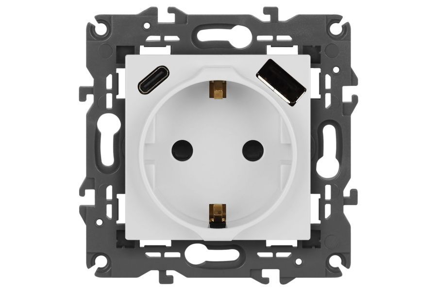Розетка со шторками с USB type-A+C Эра Elegance 14-4108-01 Б0067736