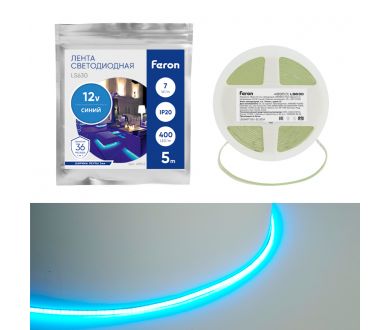 Светодиодная лента Feron LS630 12В 7Вт/м Синий 5м IP20 48953