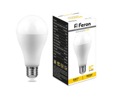 Лампа светодиодная Feron E27 30W 2700K груша матовая LB-130 38194