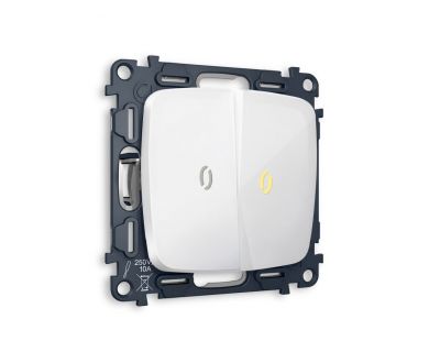 Комплект механизма 2-кл выключателя с подсветкой Ambrella Volt Omega (OP1040, VM115, G11Y) MO104010