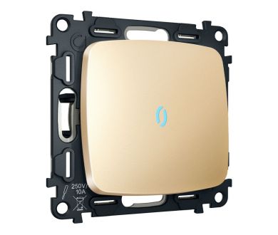Комплект механизма 1-кл выключателя с самовозвратом с подсветкой 10000K OMEGA Шампань QUANT Ambrella Volt MO602060 (OP6020, VM113, G17B)