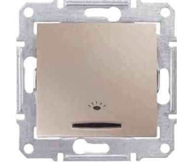 Выключатель кнопочный с синей подсветкой Свет Schneider Electric Sedna 10A 250V SDN1800168