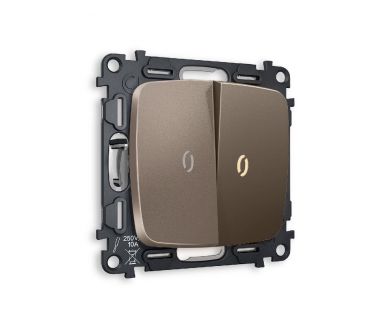 Комплект механизма 2-кл проходного выключателя с подсветкой Ambrella Volt Omega MO634030