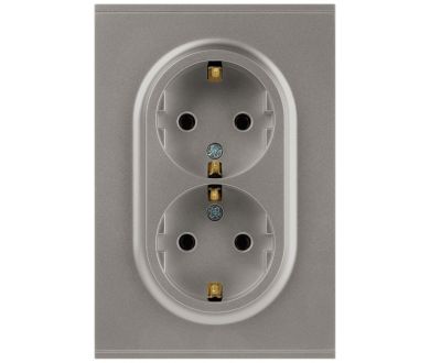 Розетка Эра Arktik 16-2105-07 двойная с заземлением 2X2P+E Schuko со шторками 16А-250В титан Б0070460