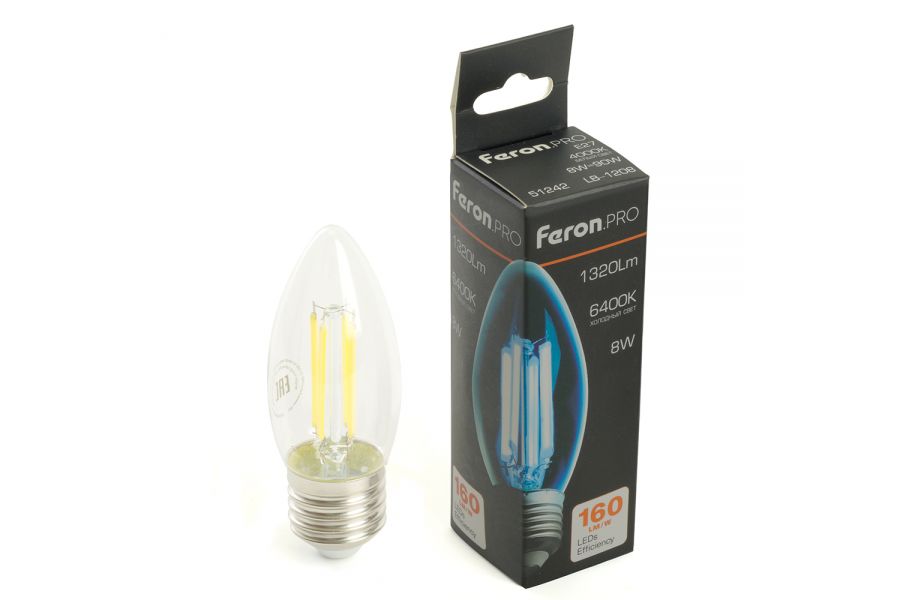 Светодиодная лампа Feron LB-1208 E27 8W 6400K 51243