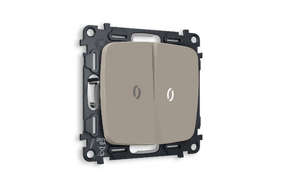Комплект механизма 2-кл выключателя с подсветкой Ambrella Volt Omega MO364015
