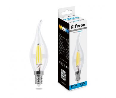 Лампа светодиодная Feron LB-67 Свеча на ветру E14 7W 6400K 38233