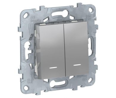 Переключатель двухклавишный с подсветкой Schneider Electric Unica New NU521330N