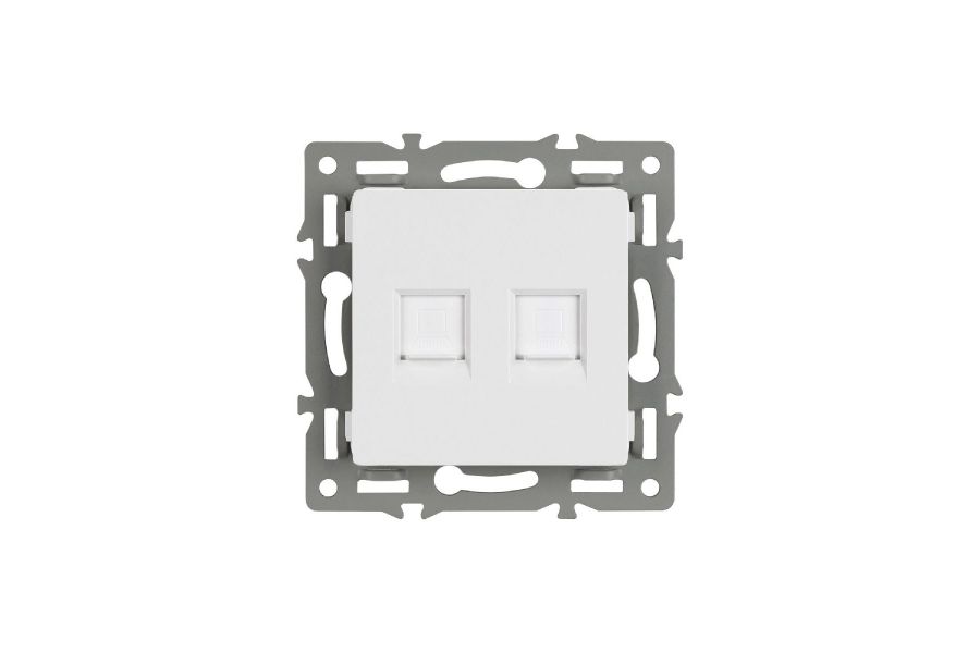 Механизм компьютерной розетки двойной Arlight SCT-MPC2-PL-WH (RJ-45, CAT6) 045336