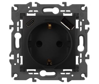 Розетка со шторками с USB type-A+C Эра Elegance 14-4108-05 Б0067724